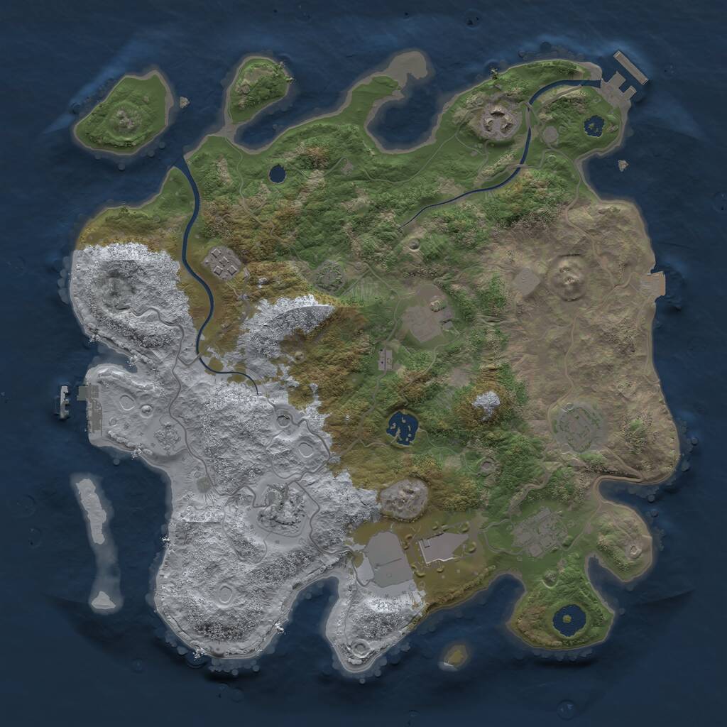 Rust Map: Procedural Map, Size: 3500, Seed: 15139932, 14 Monuments