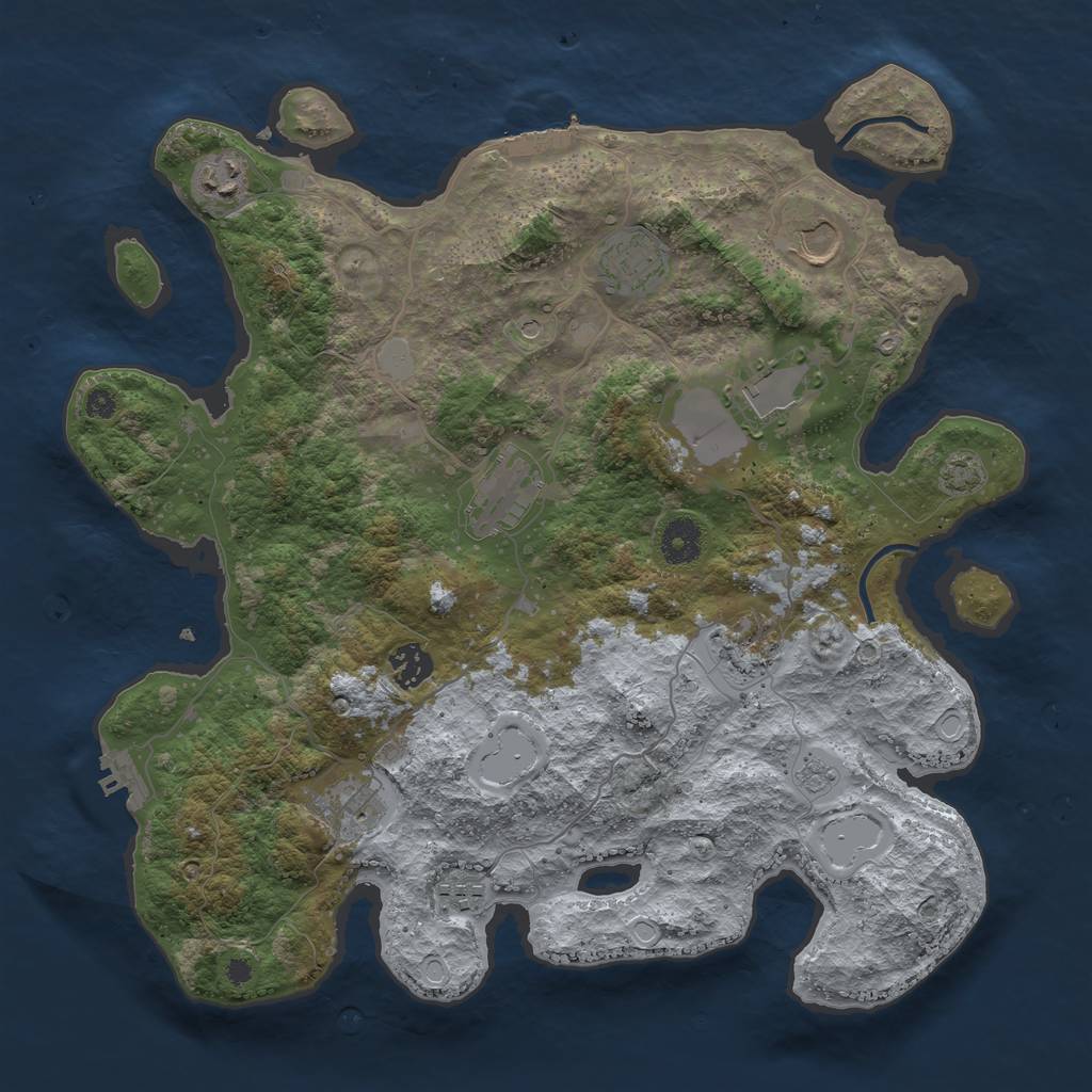 Rust Map: Procedural Map, Size: 3750, Seed: 808036922, 17 Monuments