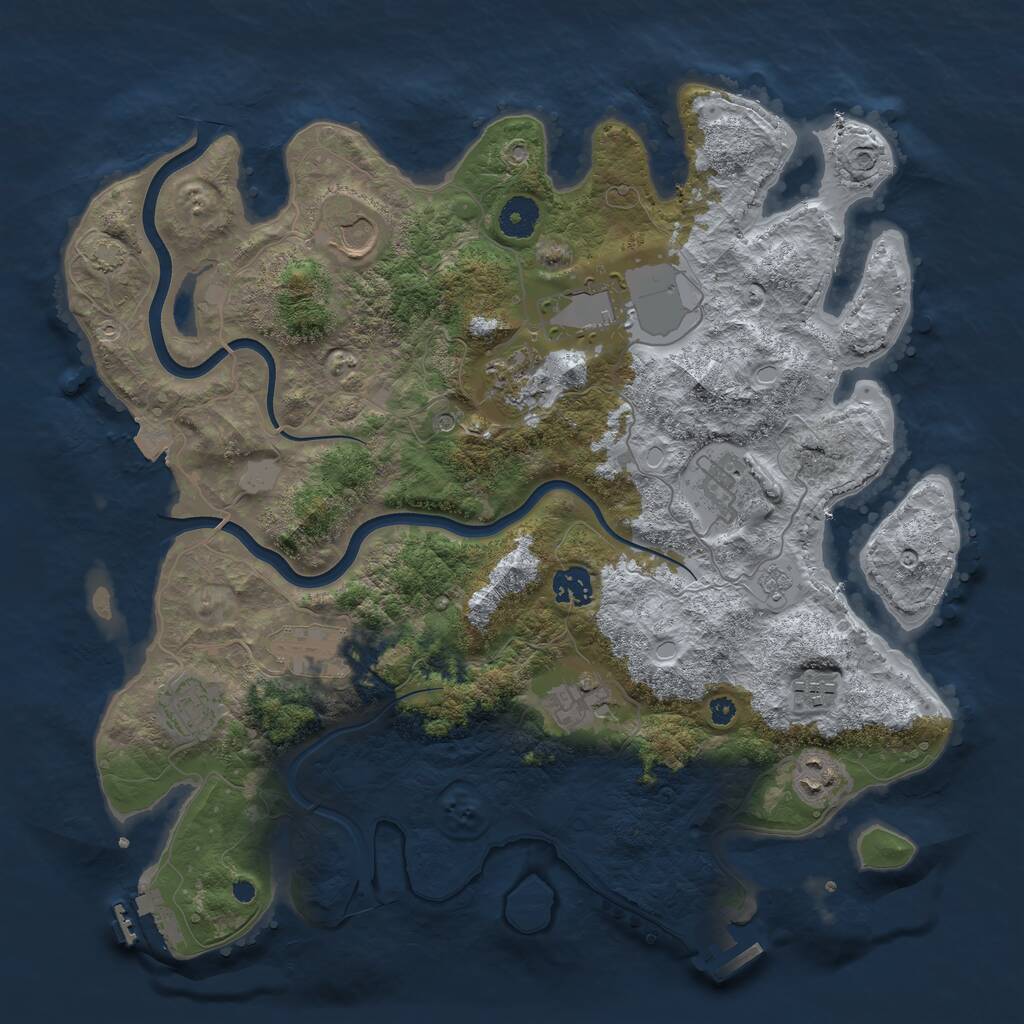 Rust Map: Procedural Map, Size: 3800, Seed: 57186261, 16 Monuments