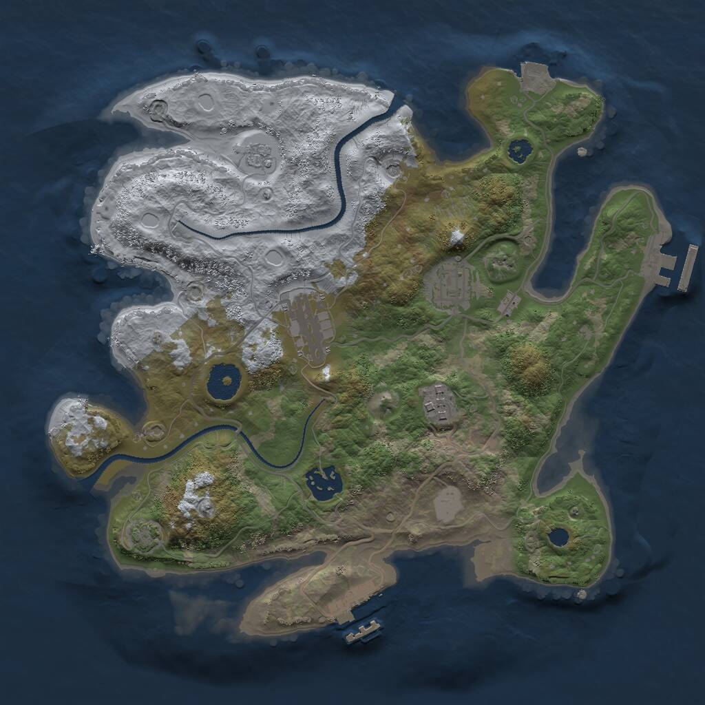 Rust Map: Procedural Map, Size: 3000, Seed: 172100029, 10 Monuments