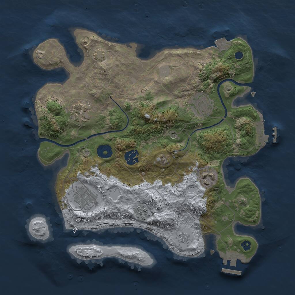 Rust Map: Procedural Map, Size: 3000, Seed: 12935, 12 Monuments