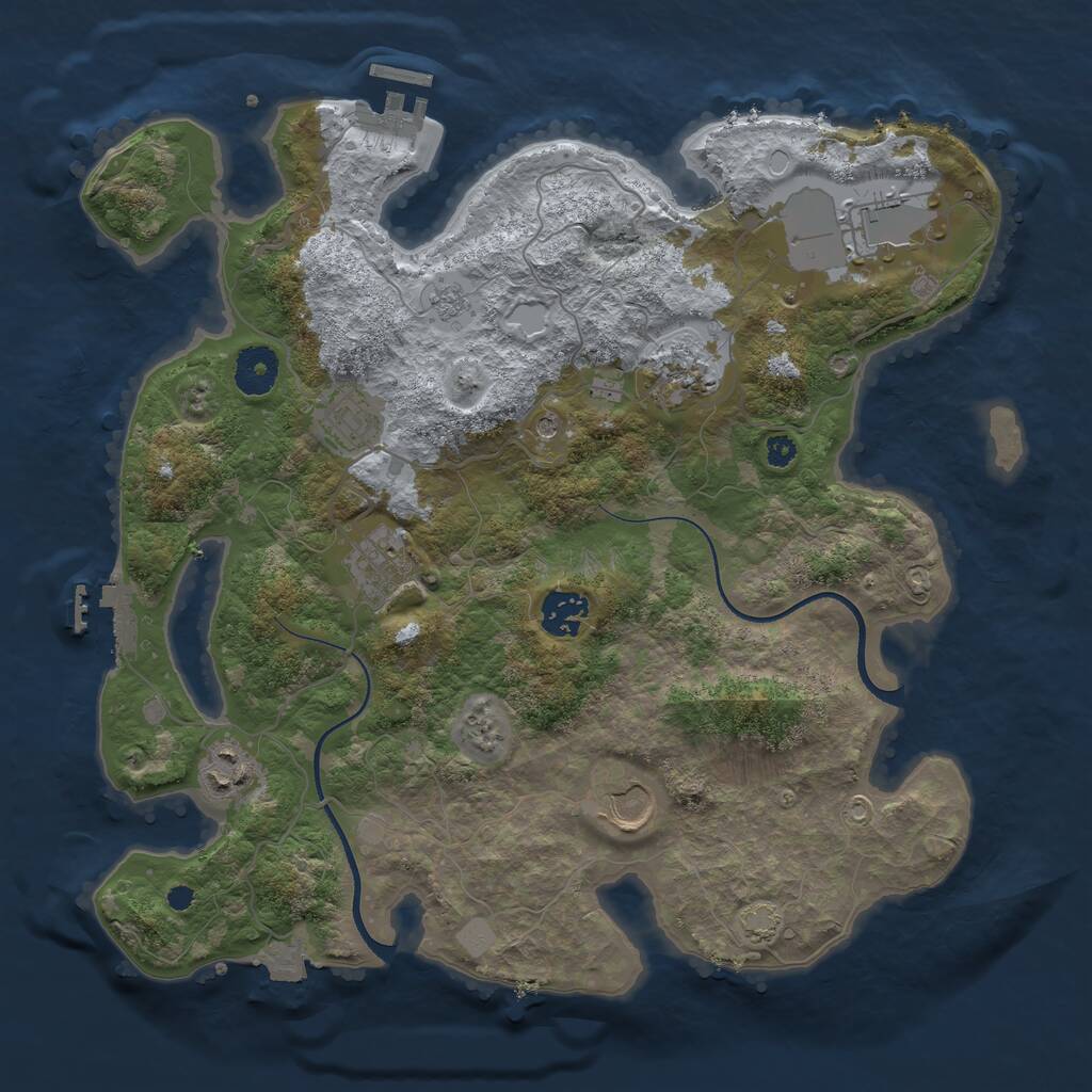 Rust Map: Procedural Map, Size: 3500, Seed: 991669183, 13 Monuments