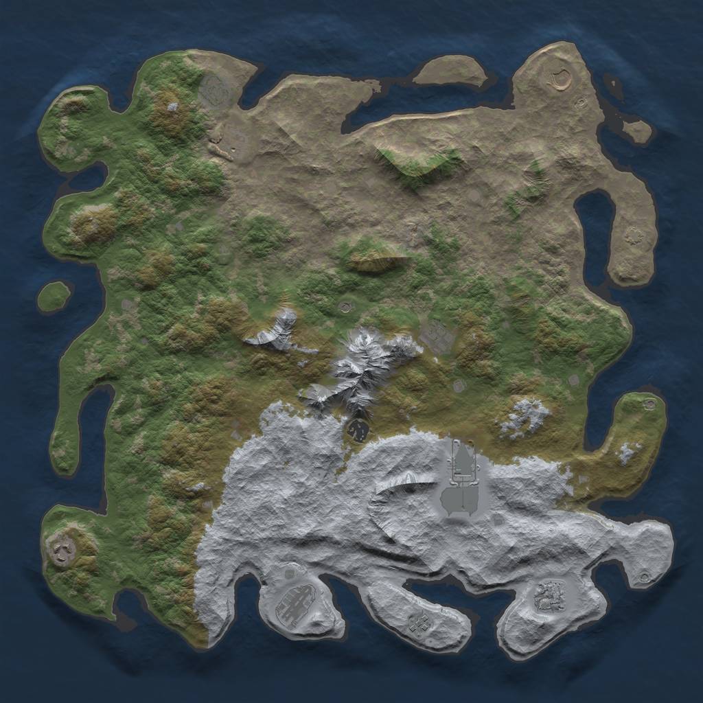 Rust Map: Barren, Size: 5000, Seed: 49647623, 14 Monuments