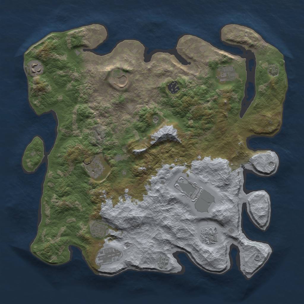 Rust Map: Barren, Size: 3850, Seed: 961640, 14 Monuments