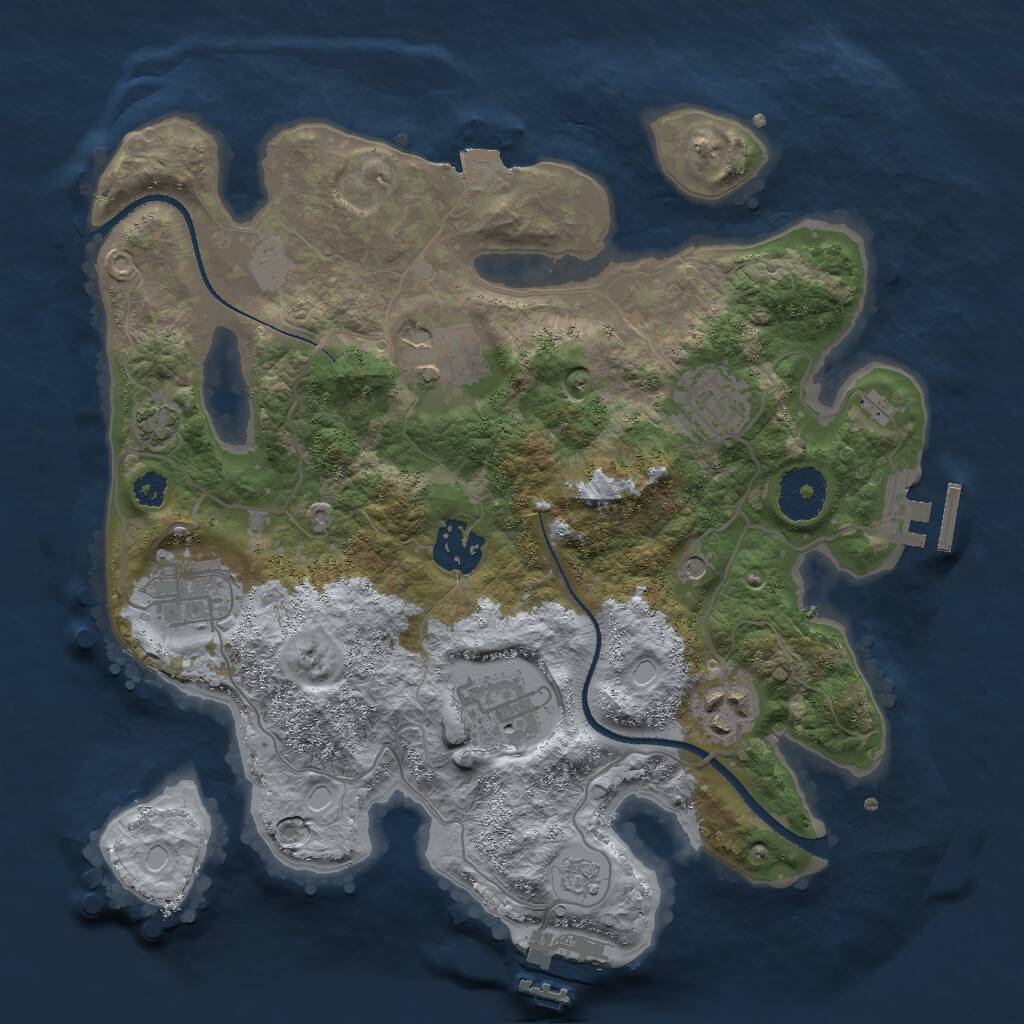 Rust Map: Procedural Map, Size: 3000, Seed: 907, 12 Monuments