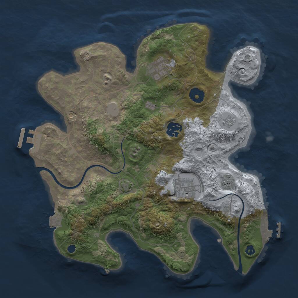 Rust Map: Procedural Map, Size: 3000, Seed: 94834657, 9 Monuments