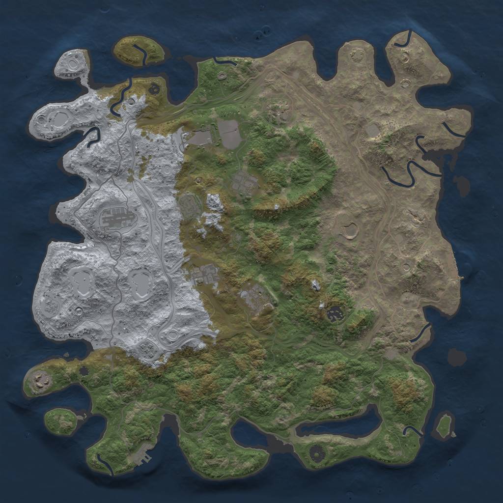 Rust Map: Procedural Map, Size: 4550, Seed: 1555544444, 19 Monuments