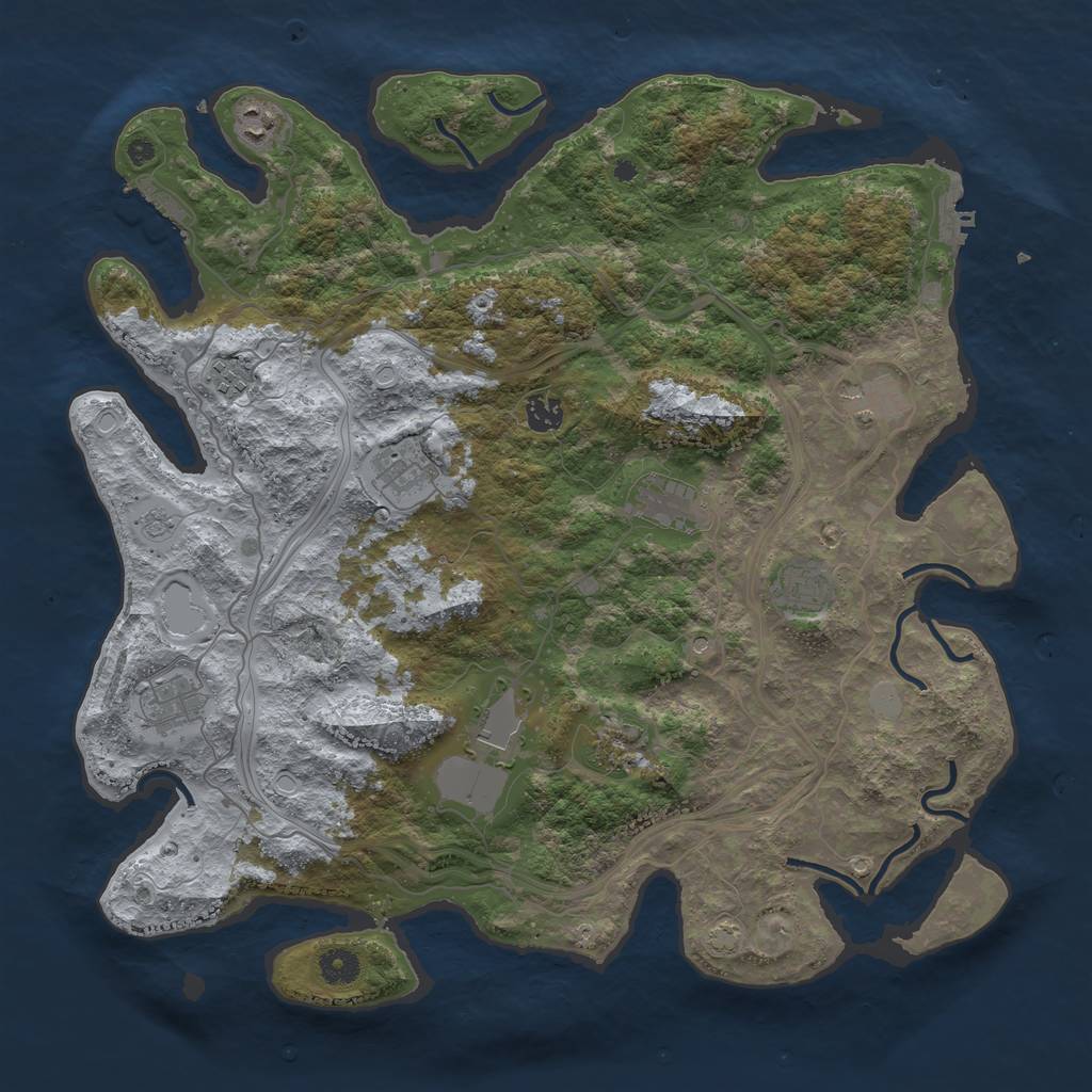 Rust Map: Procedural Map, Size: 4250, Seed: 155036155, 18 Monuments