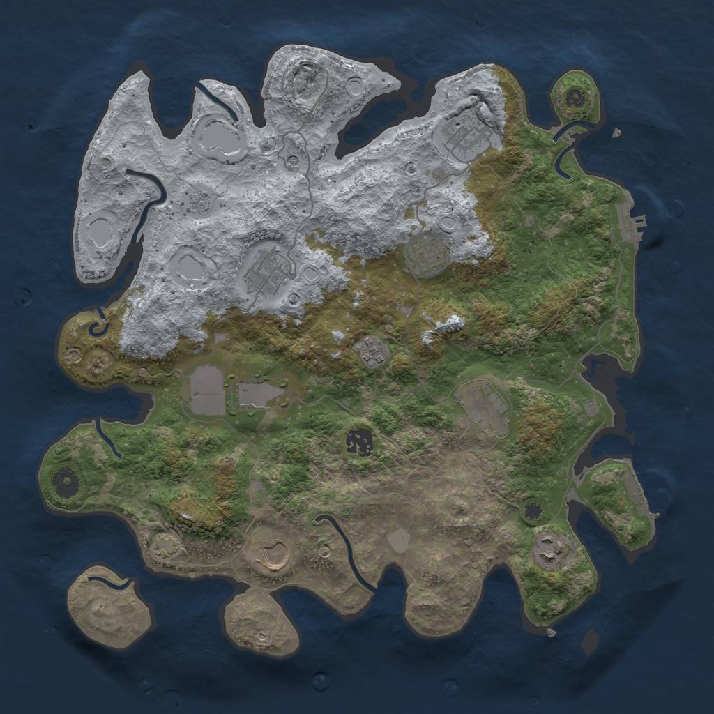 Rust Map: Procedural Map, Size: 3750, Seed: 208846261, 17 Monuments