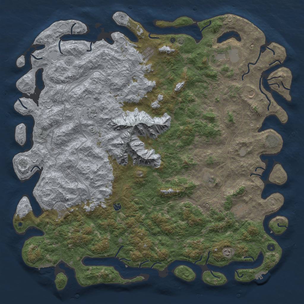 Rust Map: Procedural Map, Size: 6000, Seed: 884070809, 19 Monuments