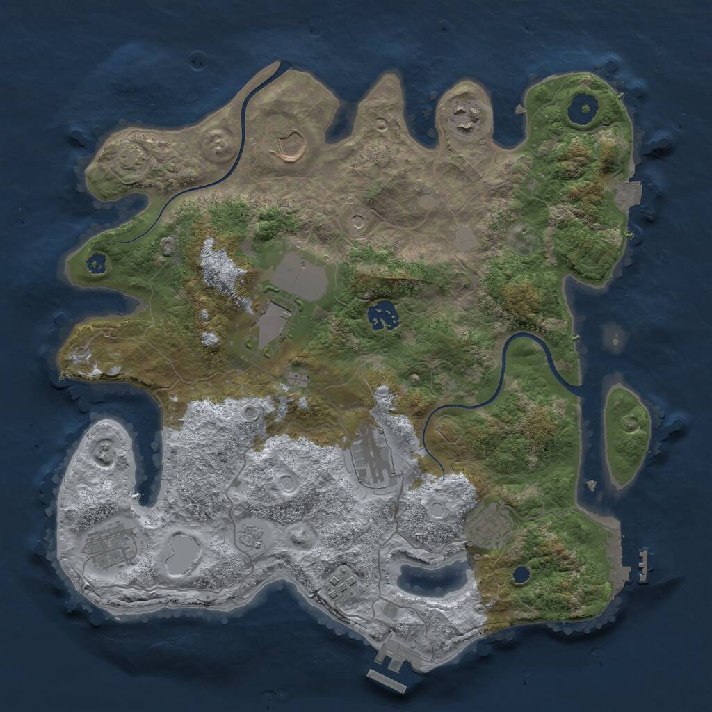 Rust Map: Procedural Map, Size: 3500, Seed: 1127689288, 14 Monuments