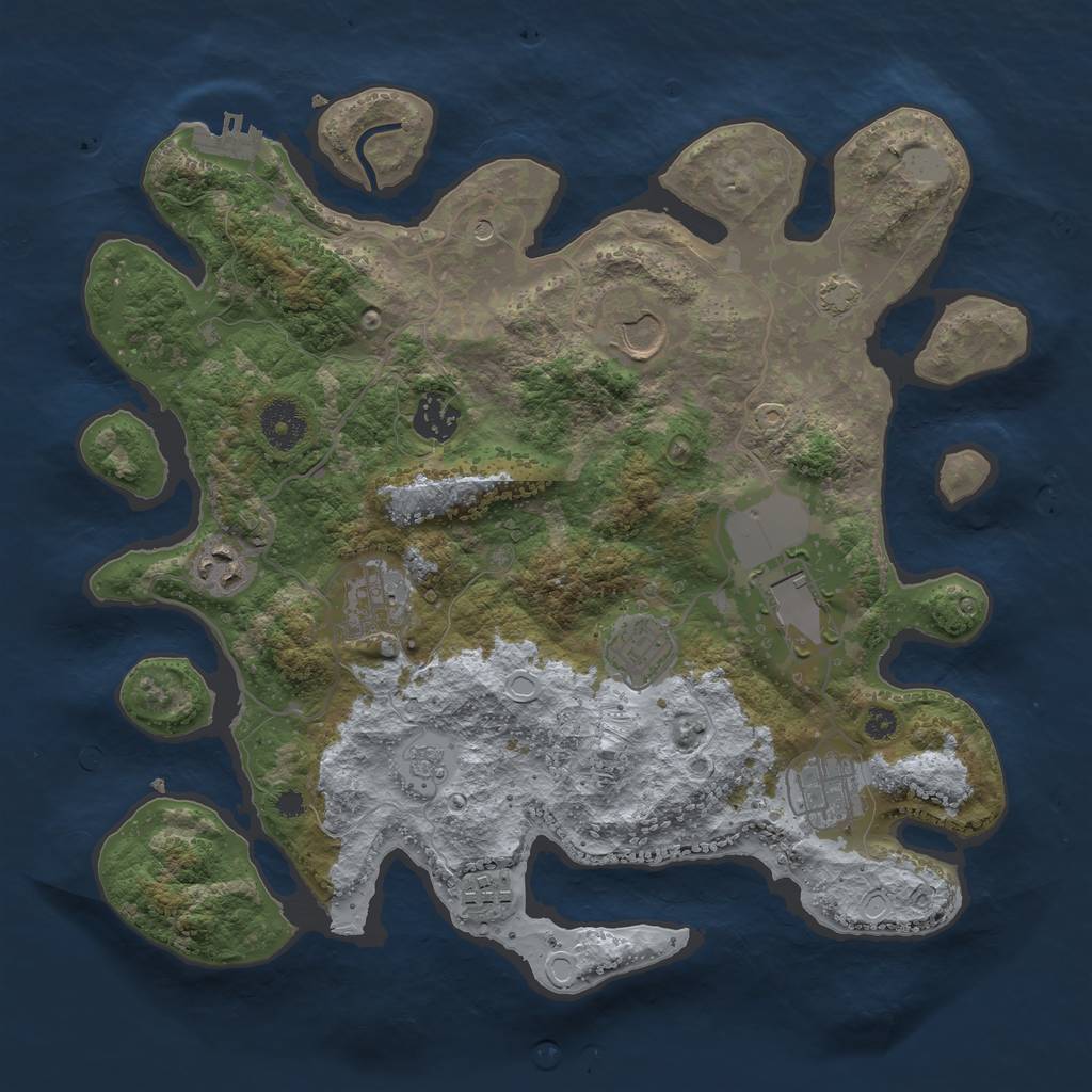 Rust Map: Procedural Map, Size: 3500, Seed: 573746295, 15 Monuments