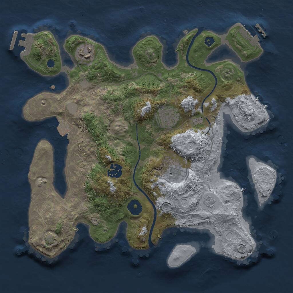 Rust Map: Procedural Map, Size: 3000, Seed: 79729307, 9 Monuments