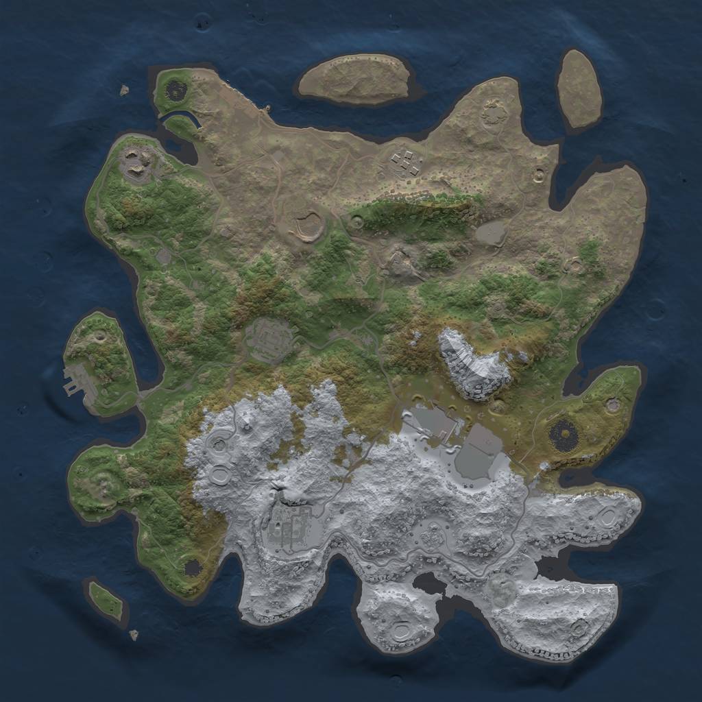 Rust Map: Procedural Map, Size: 3500, Seed: 186659555, 14 Monuments