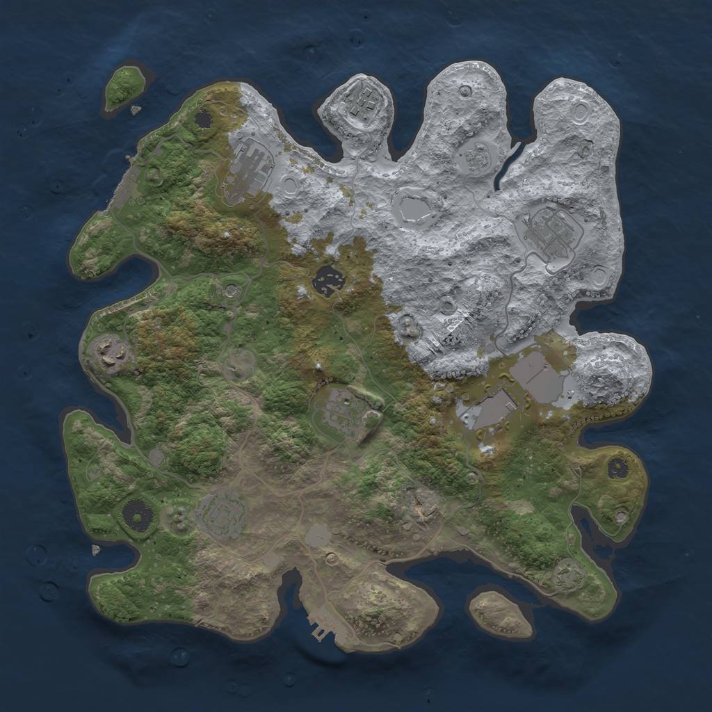 Rust Map: Procedural Map, Size: 3500, Seed: 1860606188, 16 Monuments