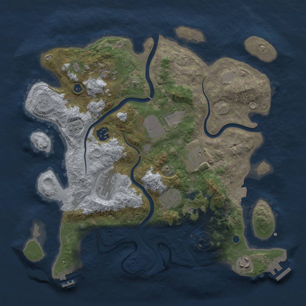 Rust Map: Procedural Map, Size: 3550, Seed: 39560111, 14 Monuments
