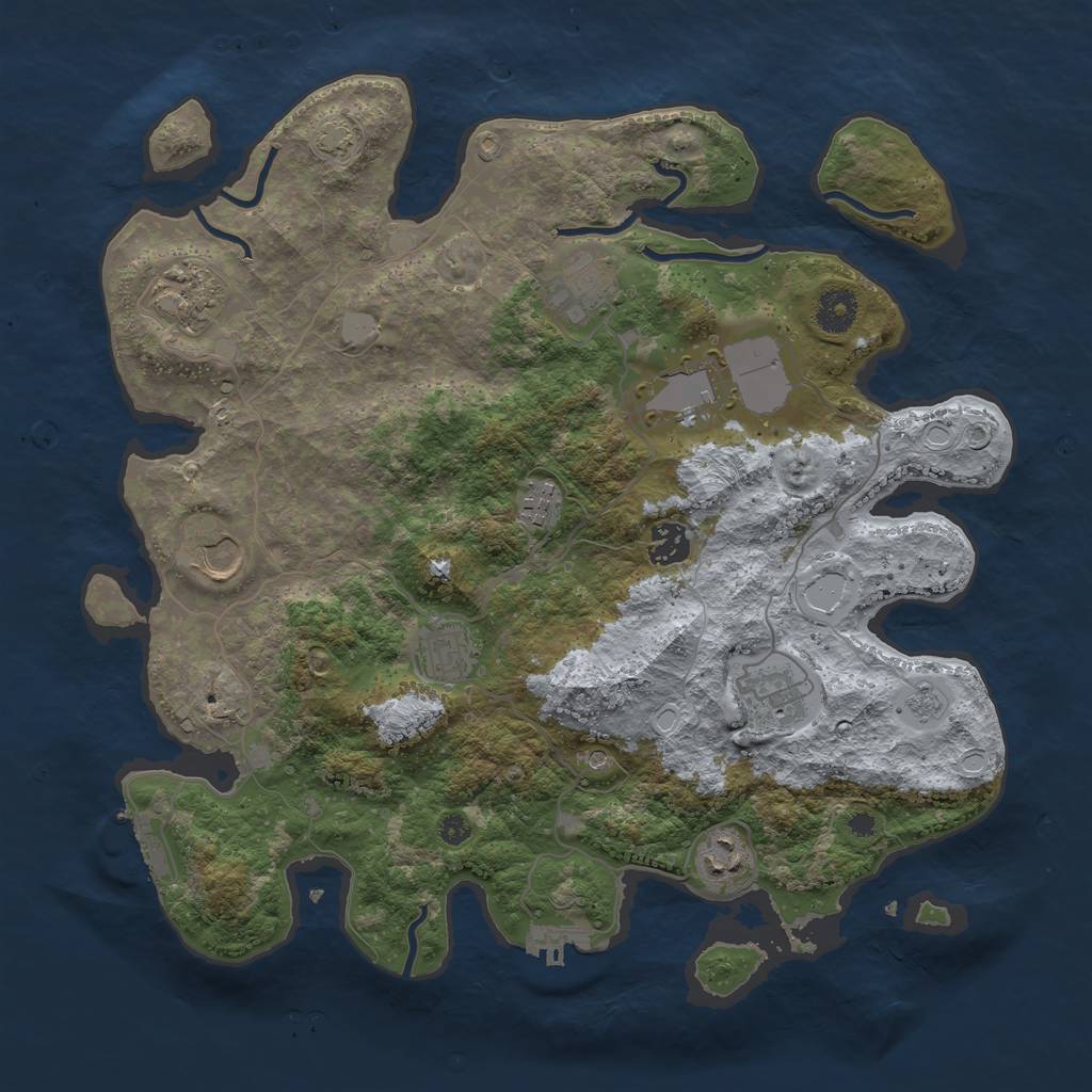 Rust Map: Procedural Map, Size: 3750, Seed: 17422028, 17 Monuments
