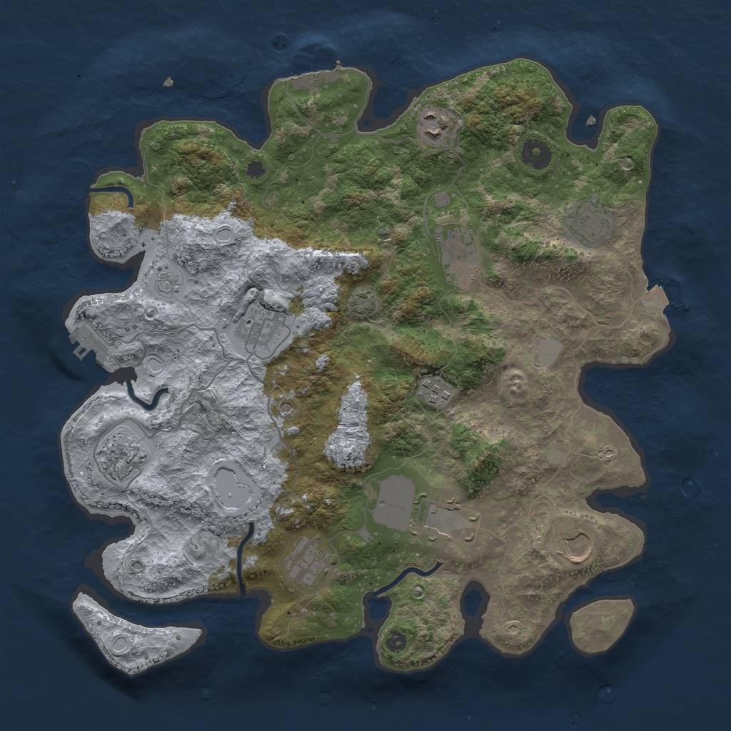 Rust Map: Procedural Map, Size: 3650, Seed: 94670839, 17 Monuments