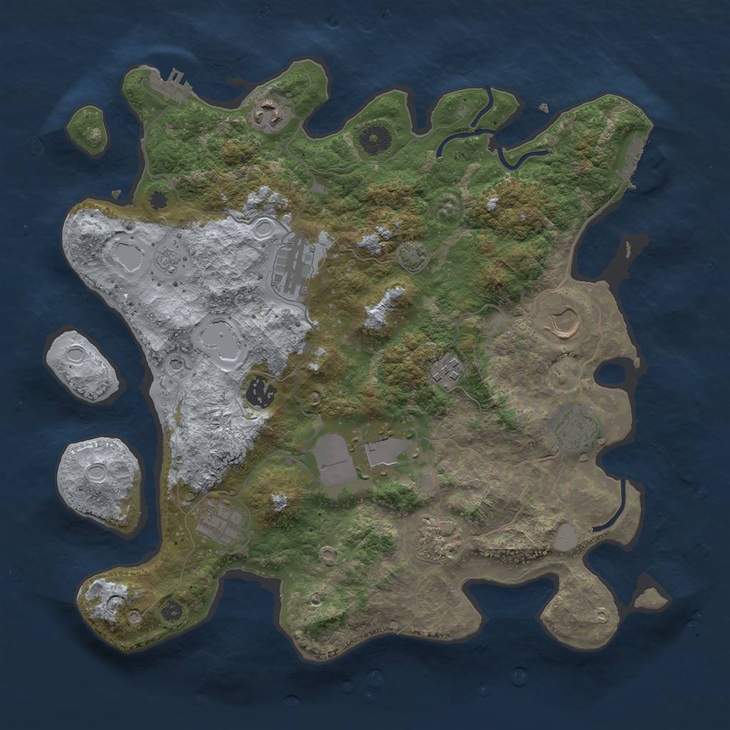 Rust Map: Procedural Map, Size: 3650, Seed: 76237330, 17 Monuments