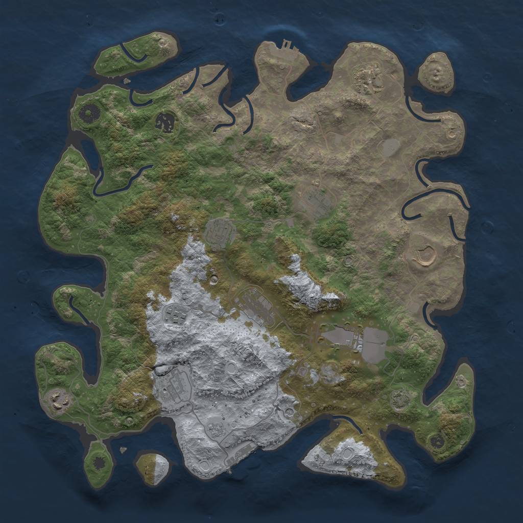 Rust Map: Procedural Map, Size: 3900, Seed: 34937618, 18 Monuments