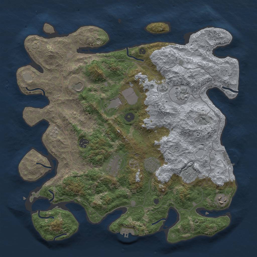 Rust Map: Procedural Map, Size: 4000, Seed: 676903360, 17 Monuments