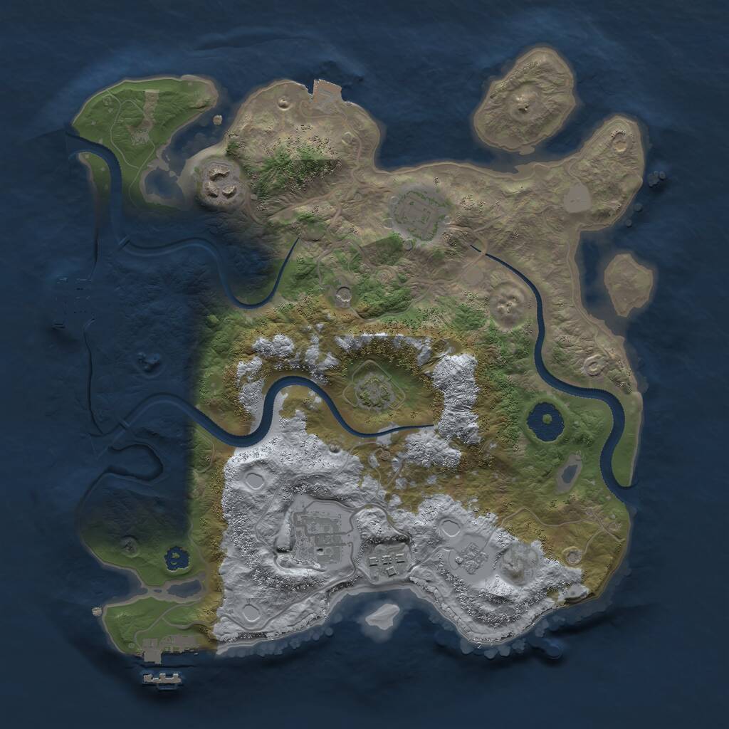 Rust Map: Procedural Map, Size: 3000, Seed: 645675467, 10 Monuments