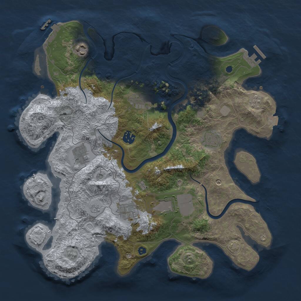 Rust Map: Procedural Map, Size: 3650, Seed: 63408182, 14 Monuments