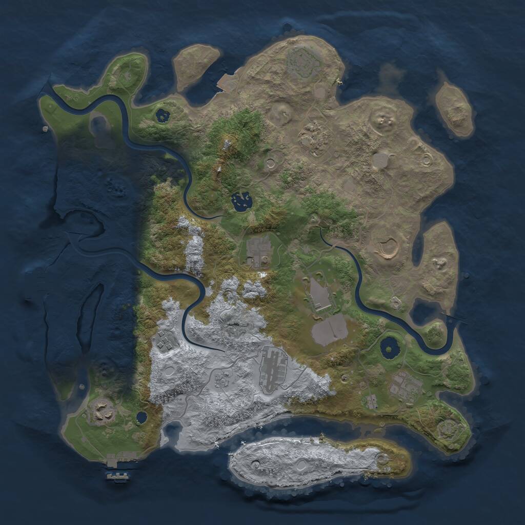 Rust Map: Procedural Map, Size: 3800, Seed: 78659314, 16 Monuments