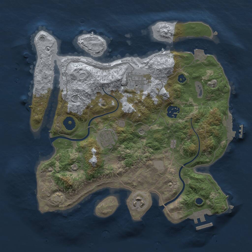 Rust Map: Procedural Map, Size: 3000, Seed: 95676, 9 Monuments