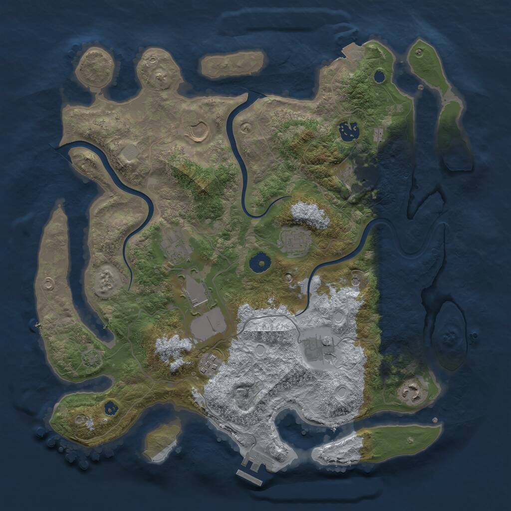 Rust Map: Procedural Map, Size: 3750, Seed: 93009469, 13 Monuments
