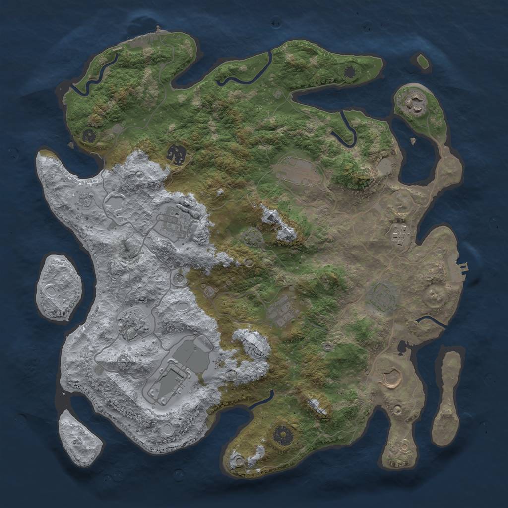 Rust Map: Procedural Map, Size: 3850, Seed: 71988585, 18 Monuments