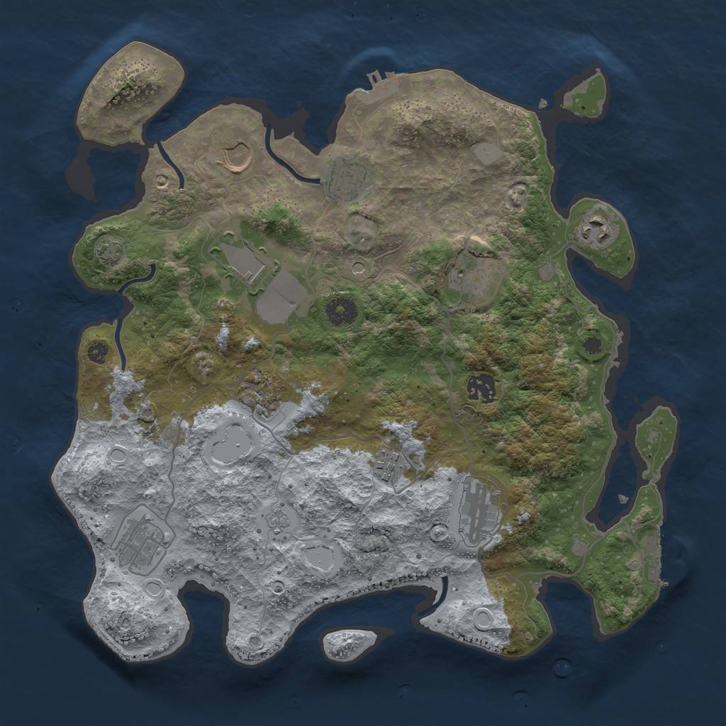Rust Map: Procedural Map, Size: 3600, Seed: 38627966, 18 Monuments