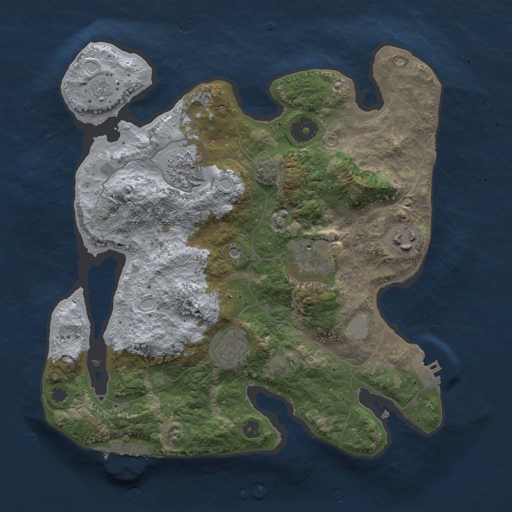 Rust Map: Procedural Map, Size: 3000, Seed: 34436, 12 Monuments