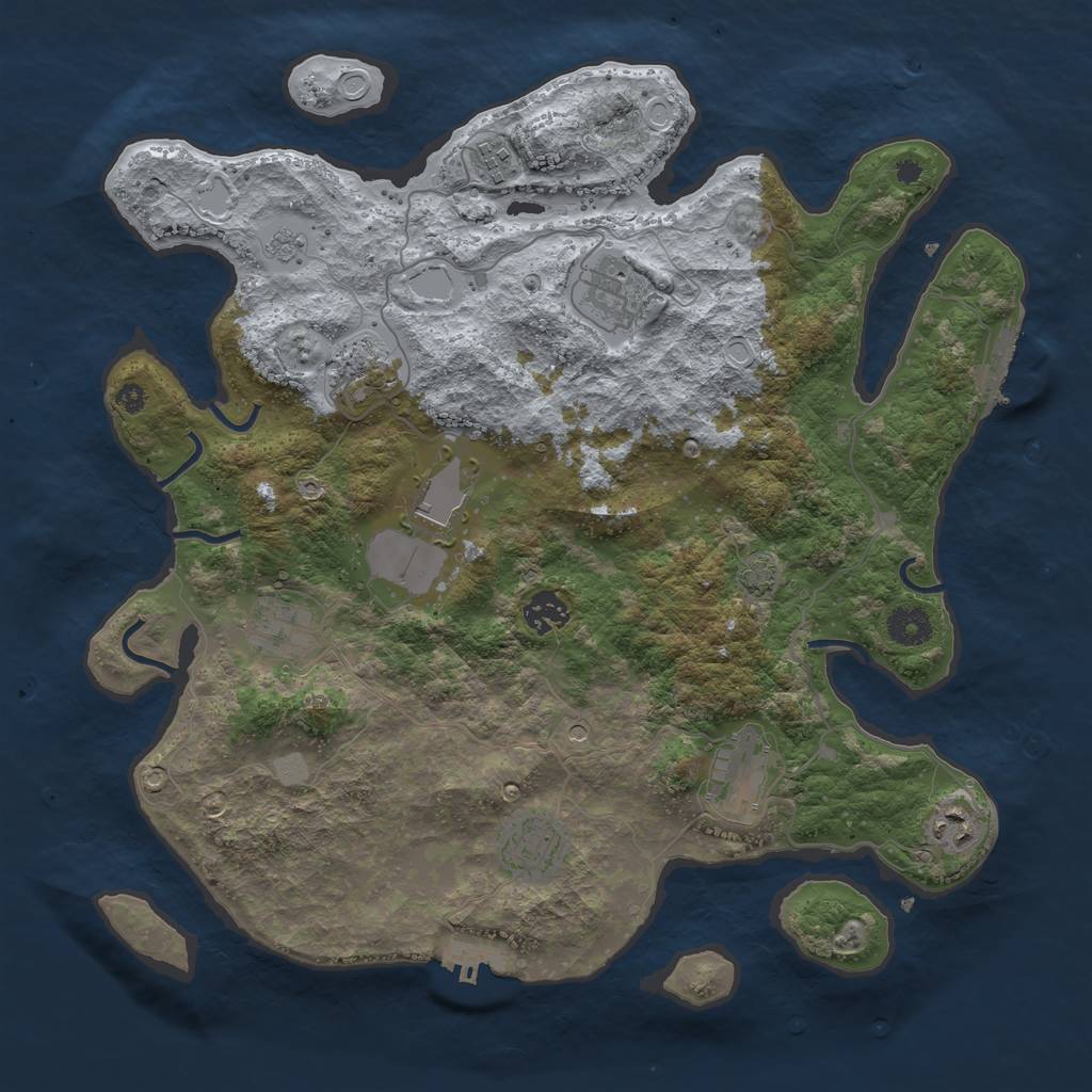 Rust Map: Procedural Map, Size: 3800, Seed: 73883754, 17 Monuments