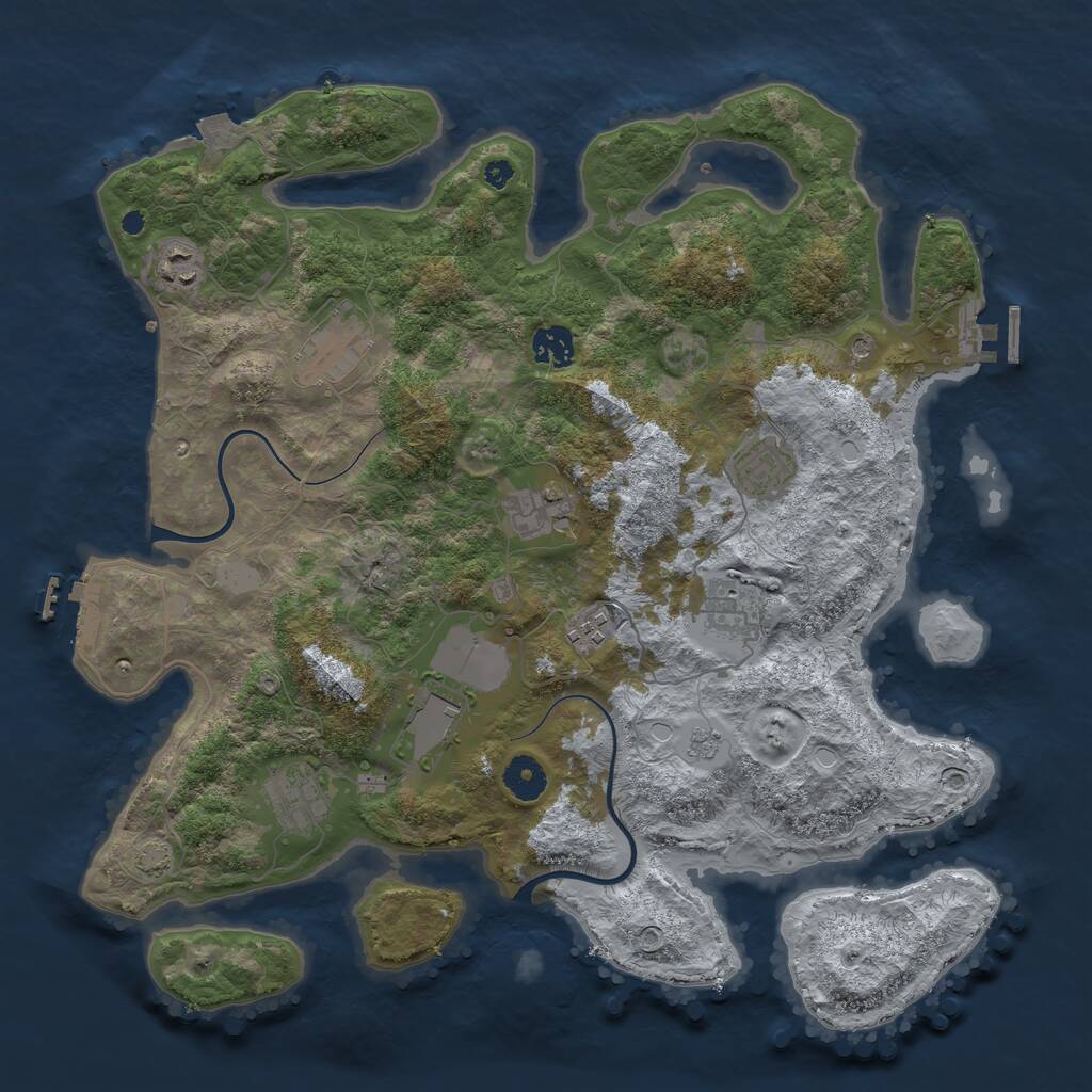 Rust Map: Procedural Map, Size: 3850, Seed: 58342494, 15 Monuments