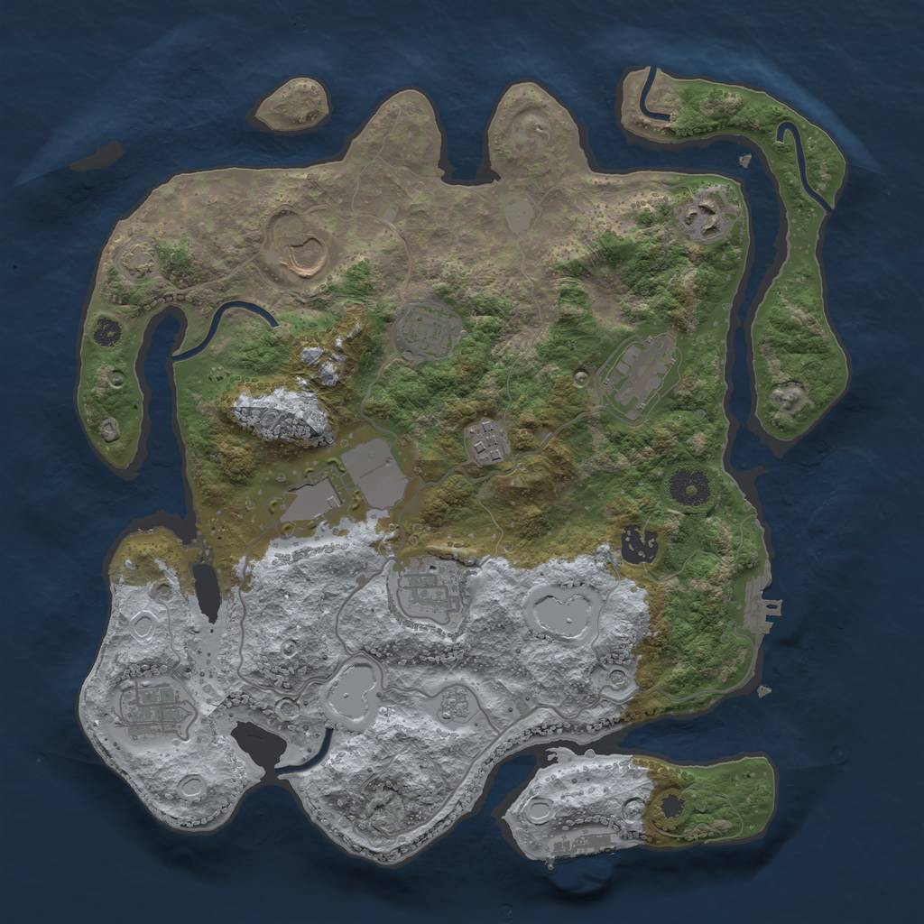 Rust Map: Procedural Map, Size: 3500, Seed: 495707876, 17 Monuments
