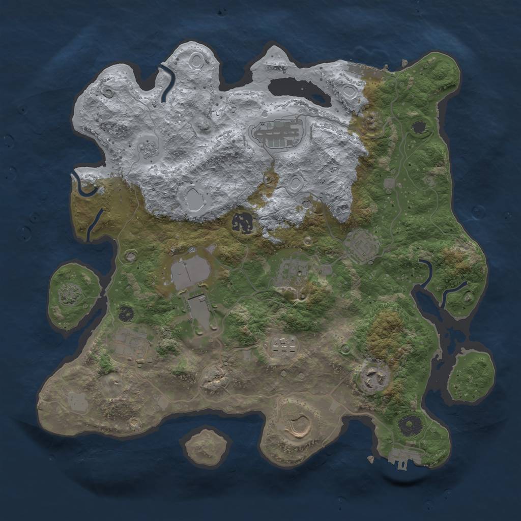 Rust Map: Procedural Map, Size: 3500, Seed: 65106891, 17 Monuments