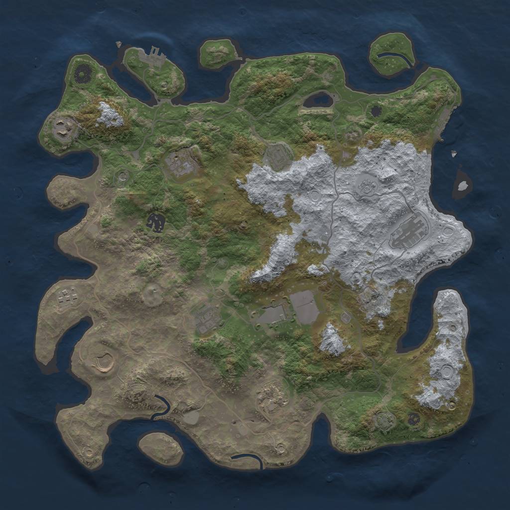 Rust Map: Procedural Map, Size: 4000, Seed: 1061209785, 18 Monuments
