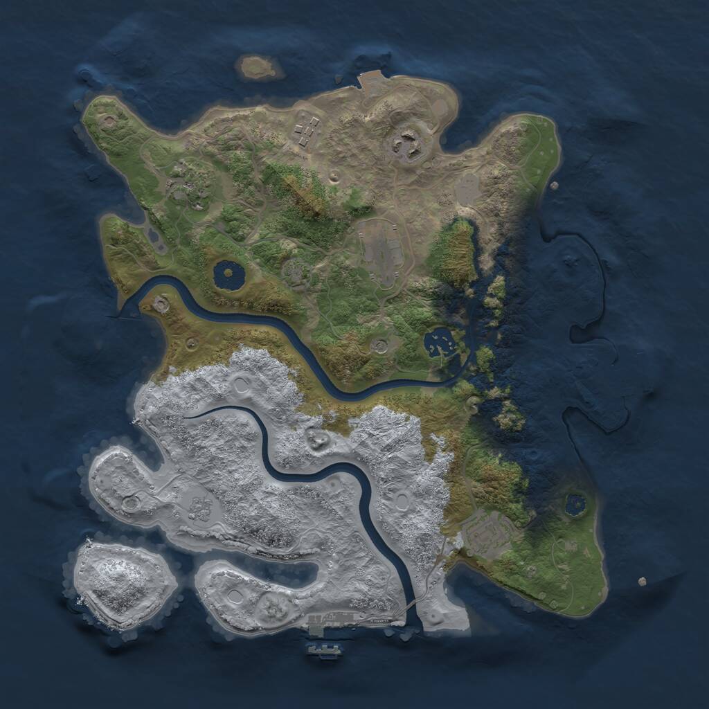 Rust Map: Procedural Map, Size: 3400, Seed: 44676803, 12 Monuments