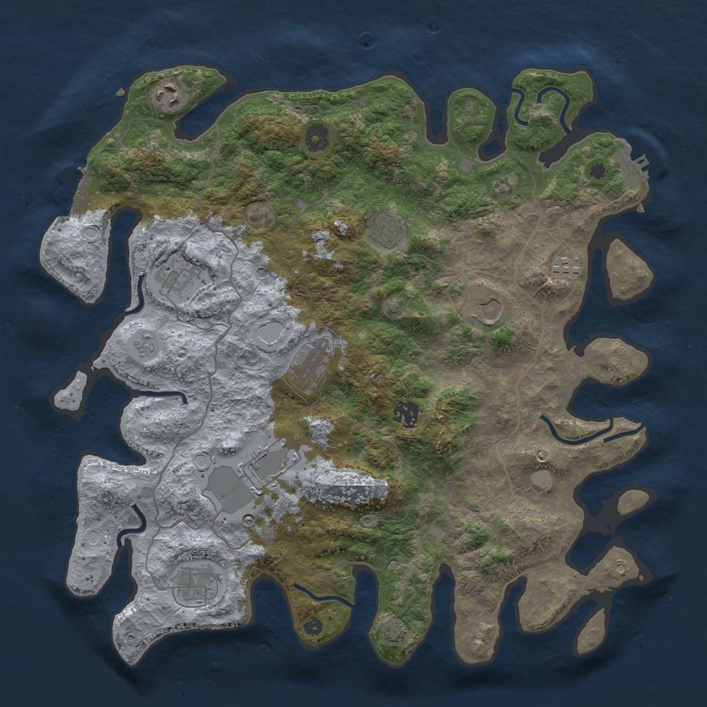 Rust Map: Procedural Map, Size: 4000, Seed: 214608636, 17 Monuments