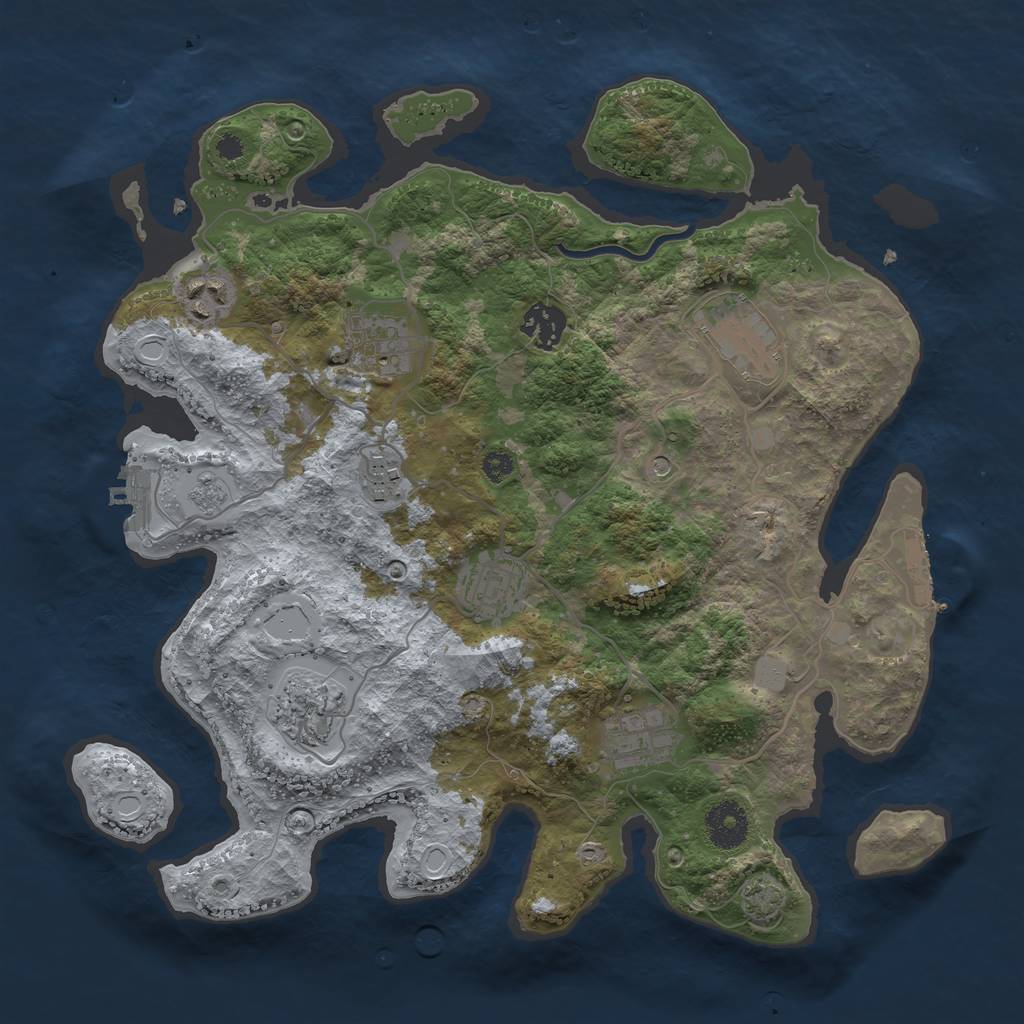 Rust Map: Procedural Map, Size: 3400, Seed: 54210251, 16 Monuments