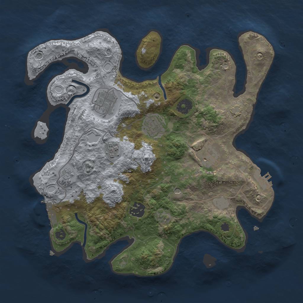 Rust Map: Procedural Map, Size: 3000, Seed: 1029831, 13 Monuments