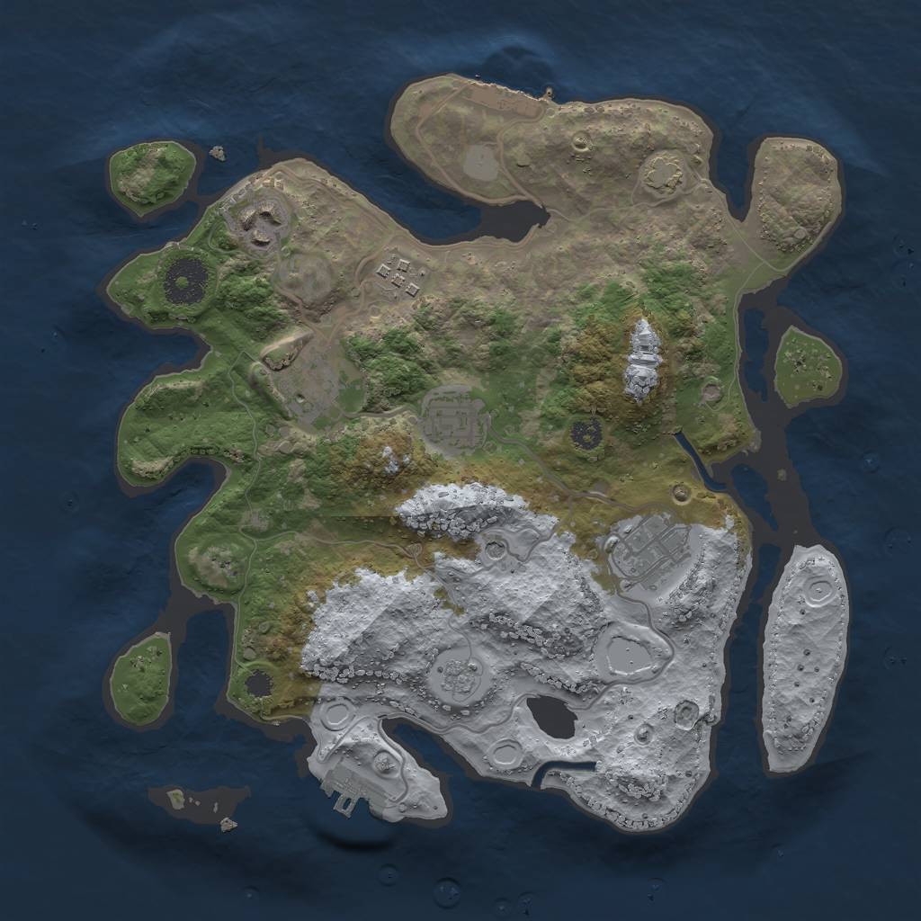 Rust Map: Procedural Map, Size: 3000, Seed: 4123769, 13 Monuments