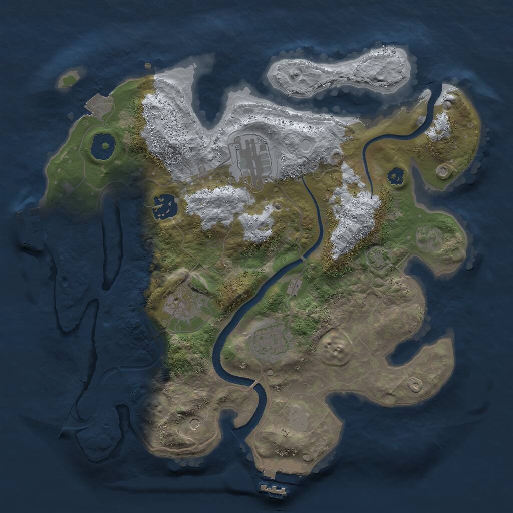 Rust Map: Procedural Map, Size: 3000, Seed: 21573, 9 Monuments