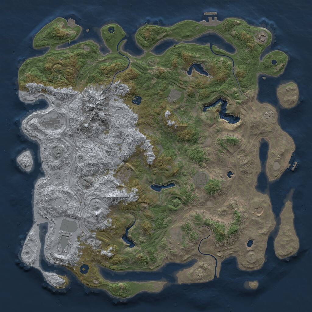 Rust Map: Procedural Map, Size: 5000, Seed: 56139022, 17 Monuments