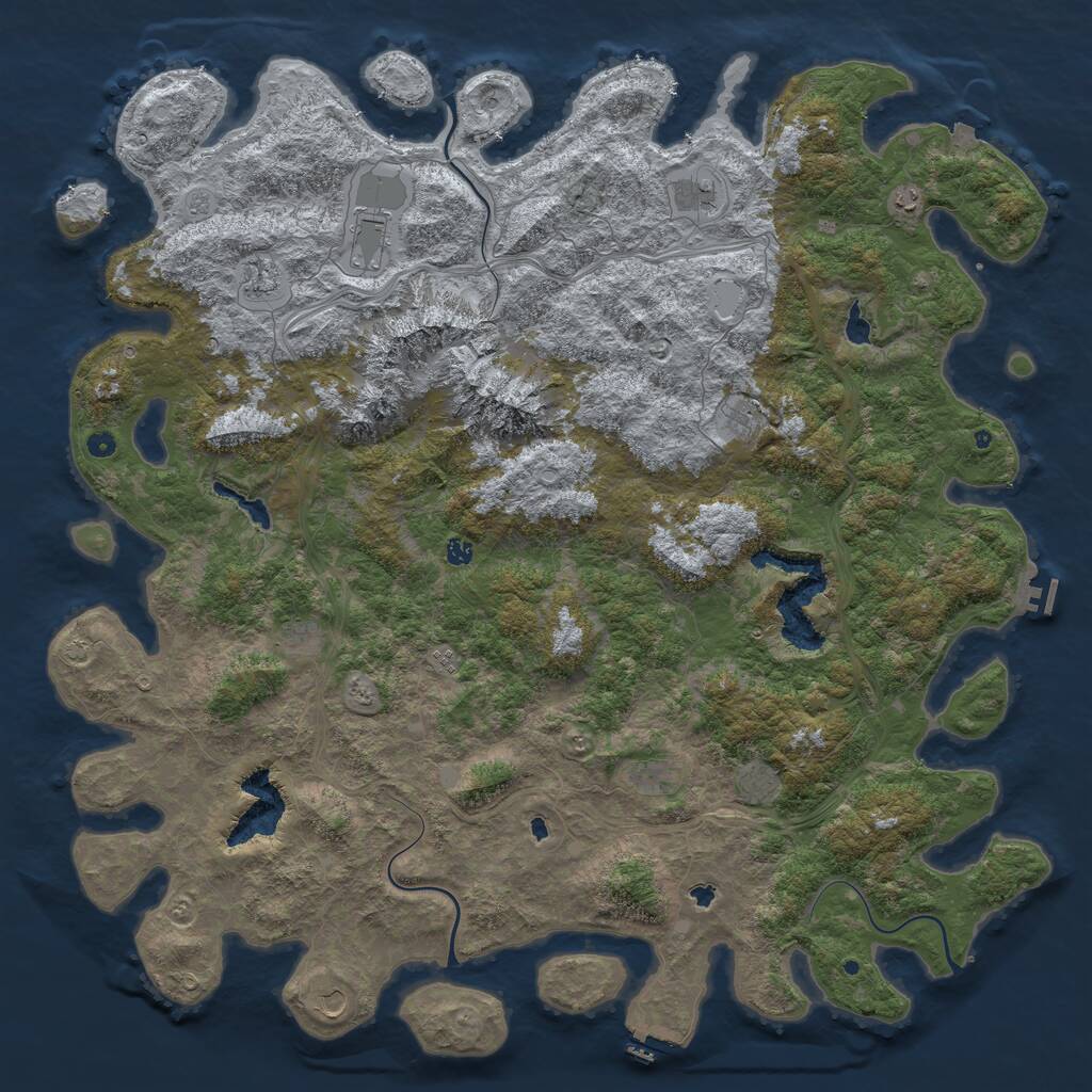 Rust Map: Procedural Map, Size: 6000, Seed: 2066918555, 17 Monuments