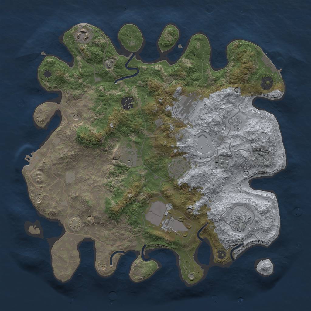 Rust Map: Procedural Map, Size: 3500, Seed: 4353366, 16 Monuments
