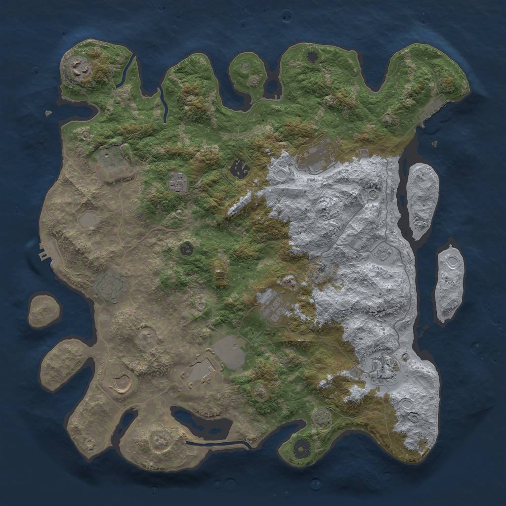 Rust Map: Procedural Map, Size: 3987, Seed: 19830526, 18 Monuments