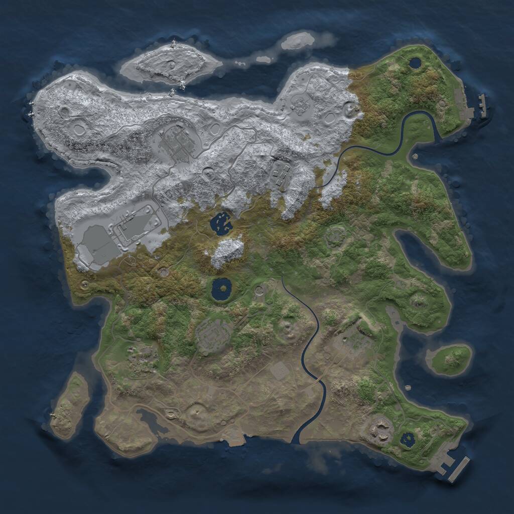 Rust Map: Procedural Map, Size: 3500, Seed: 513241, 14 Monuments