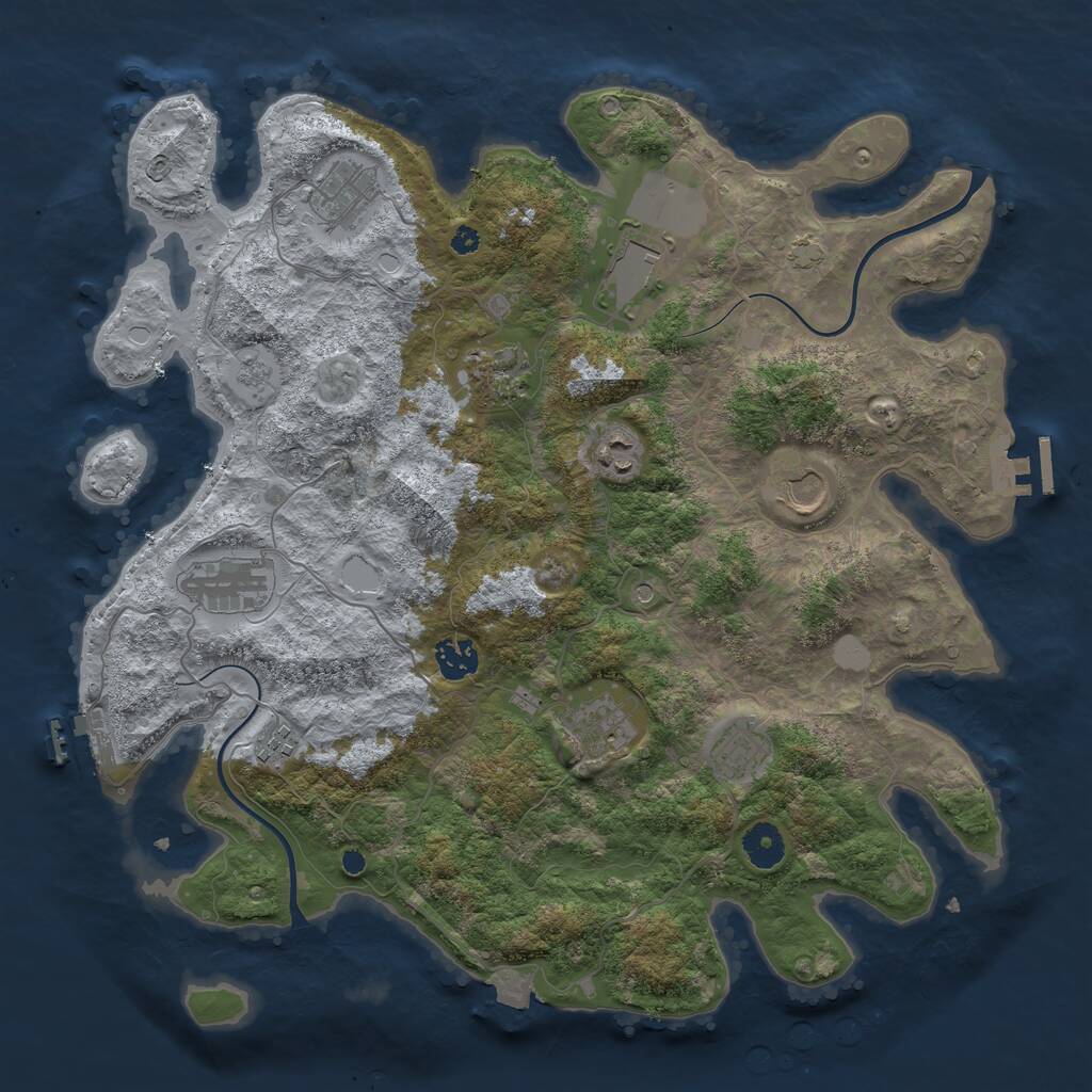 Rust Map: Procedural Map, Size: 3850, Seed: 470174110, 16 Monuments